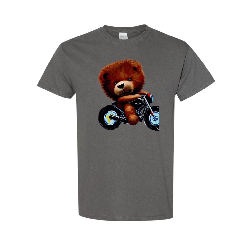 Charcoal Teddy Ride Men's Heavy Cotton Motorcycle T-Shirt - men's t-shirt at TFC&H Co.