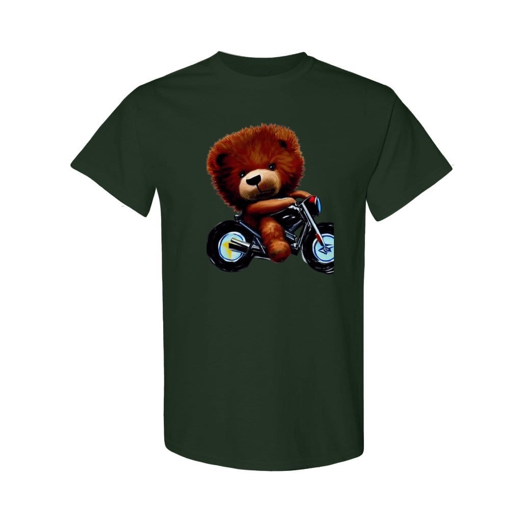 Forest Teddy Ride Men's Heavy Cotton Motorcycle T-Shirt - men's t-shirt at TFC&H Co.
