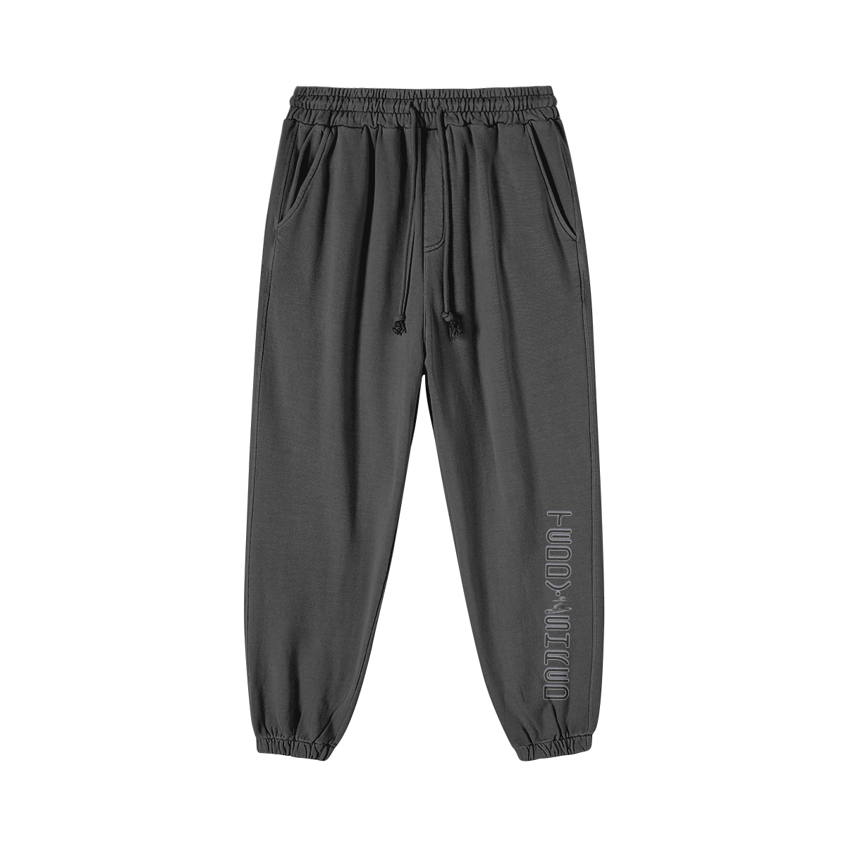 Eclipse Gray - Teddy Ride Shred 420GSM Unisex Super Heavyweight Washed Baggy Sweatpants - unisex sweatpants at TFC&H Co.