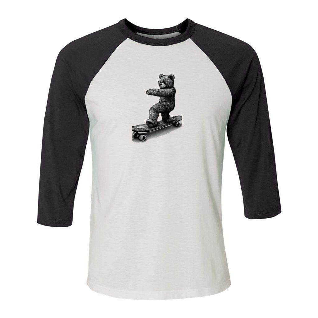 White-Black - Teddy Ride Shred Unisex 3/4 Sleeve Baseball Tee - unisex t-shirt at TFC&H Co.
