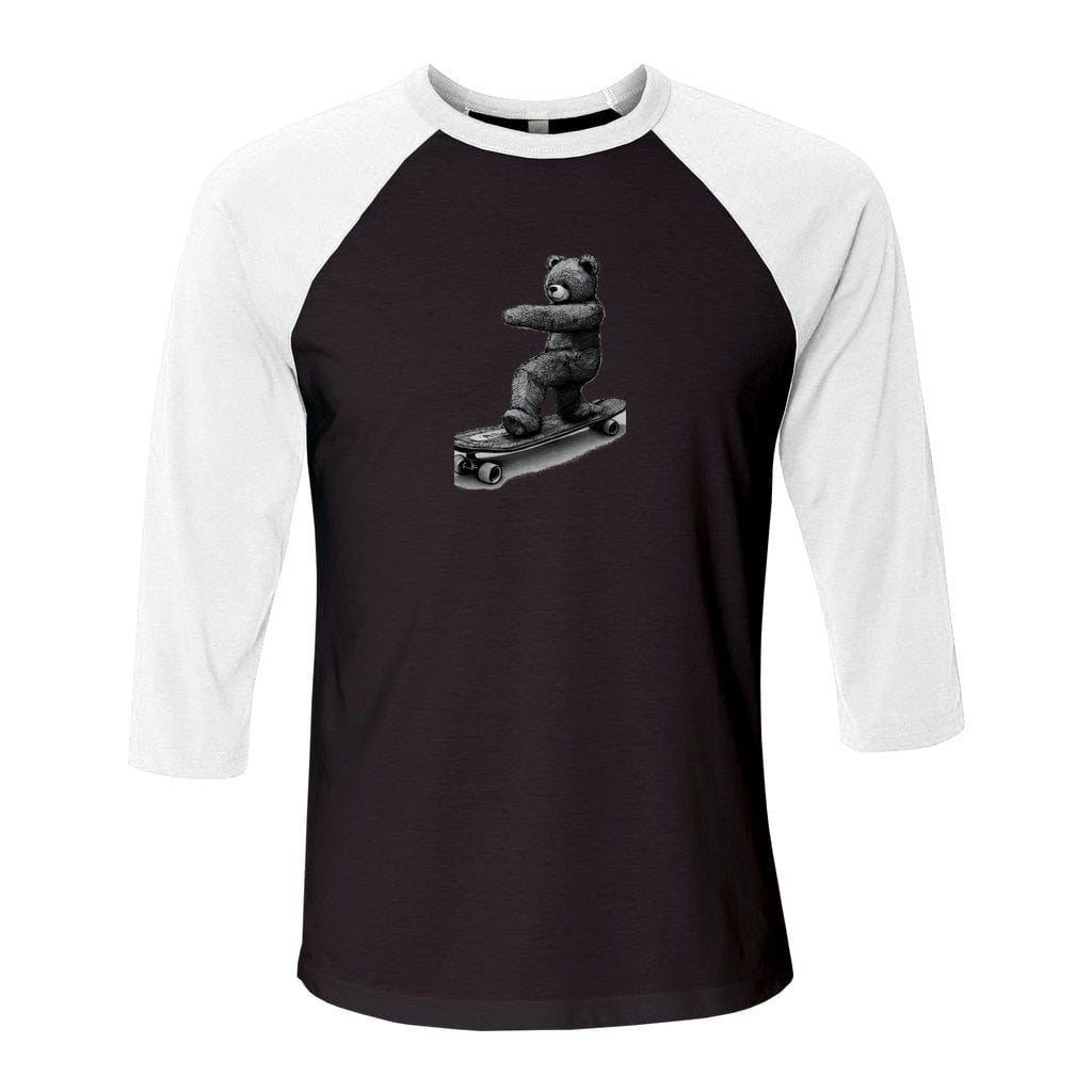 Black-White - Teddy Ride Shred Unisex 3/4 Sleeve Baseball Tee - unisex t-shirt at TFC&H Co.