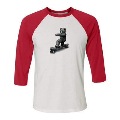 White-Red - Teddy Ride Shred Unisex 3/4 Sleeve Baseball Tee - unisex t-shirt at TFC&H Co.