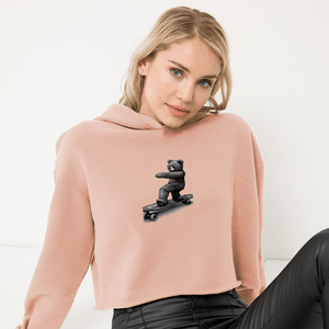 Peach - Teddy Ride Shred Women's Cropped Fleece Hoodie - womens cropped hoodies at TFC&H Co.