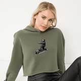 Military Green - Teddy Ride Shred Women's Cropped Fleece Hoodie - womens cropped hoodies at TFC&H Co.