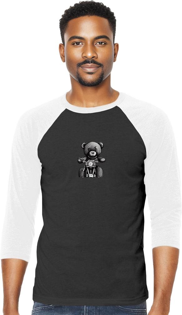 Black-White Teddy Ride Unisex 3/4 Sleeve Baseball Tee - 6 colors - unisex t-shirt at TFC&H Co.
