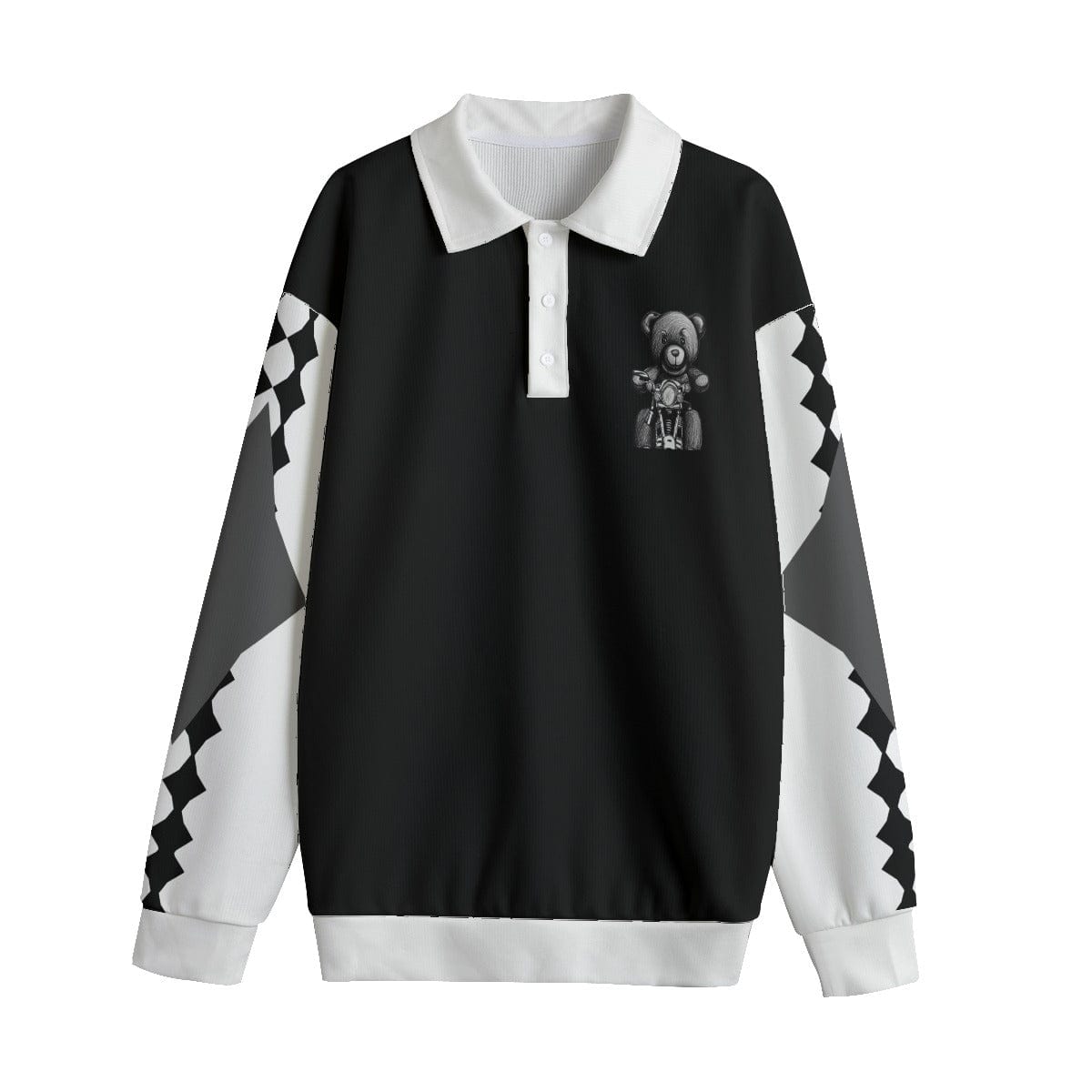 Black - Teddy Ride Unisex Lapel Collar Sweater -Black - unisex sweaters at TFC&H Co.