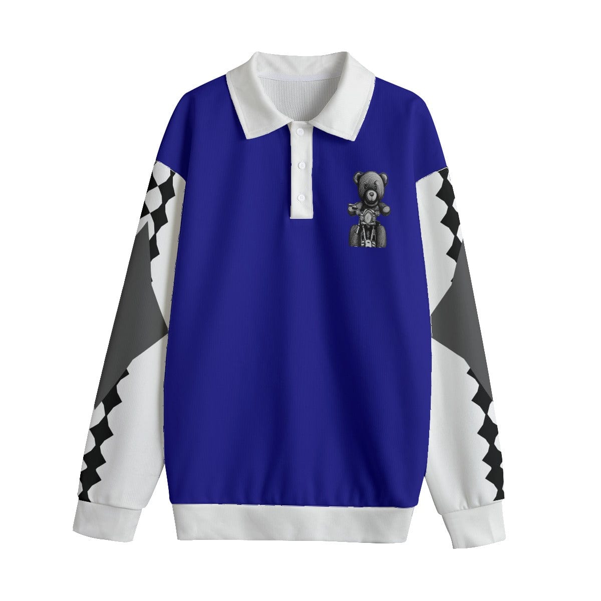 Blue - Teddy Ride Unisex Lapel Collar Sweater - Blue - unisex sweaters at TFC&H Co.