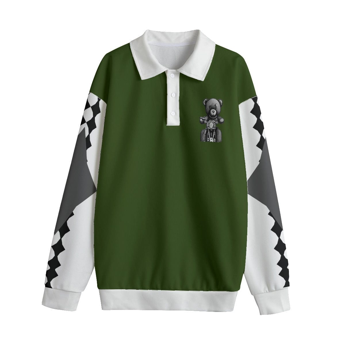 Green - Teddy Ride Unisex Lapel Collar Sweater - Green - unisex sweaters at TFC&H Co.