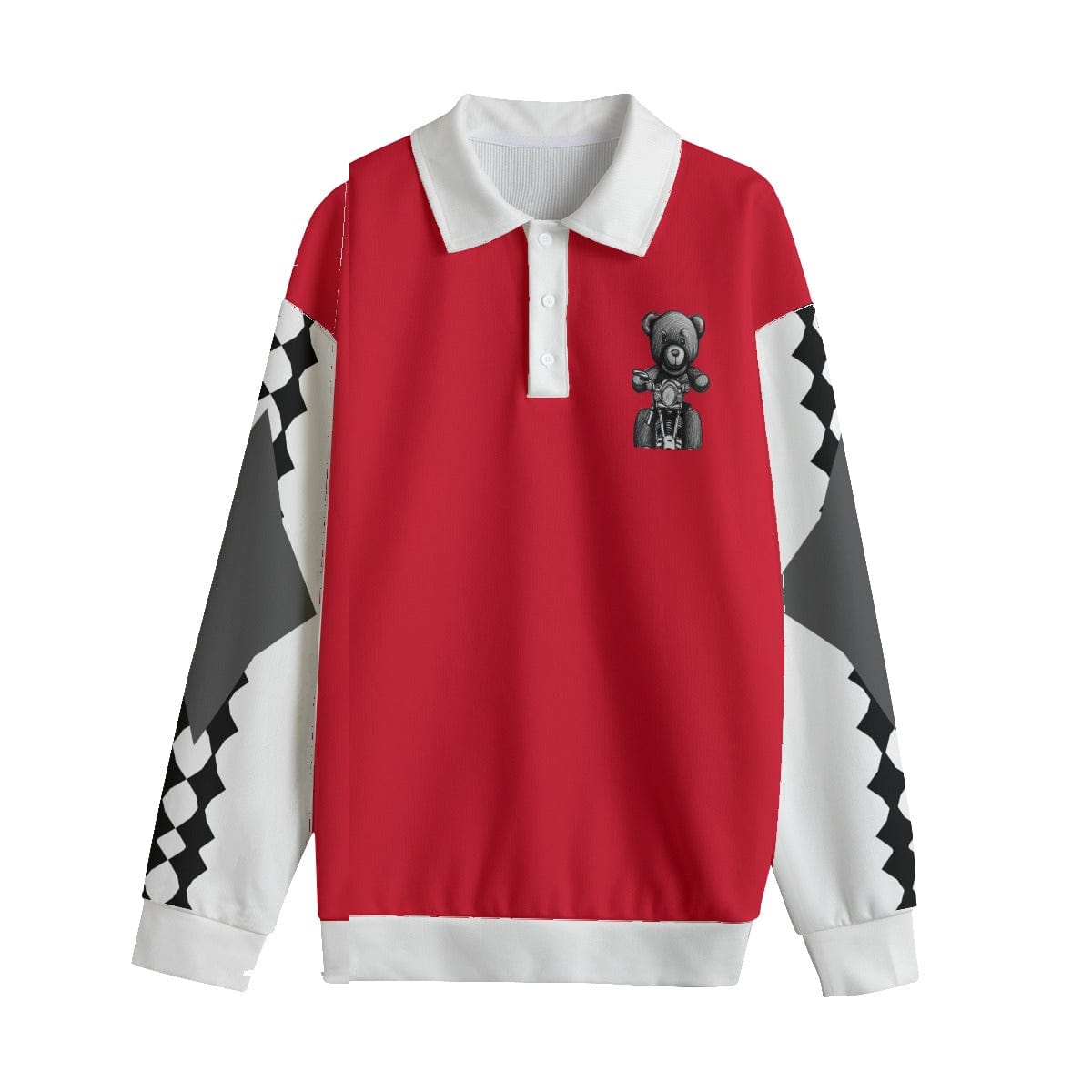 - Teddy Ride Unisex Lapel Collar Sweater - Red - unisex sweatshirt at TFC&H Co.