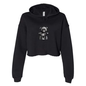 Black - Teddy Ride Women's Cropped Fleece Hoodie - womens crop hoodie at TFC&H Co.