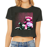 Black - Teddy Ride Women’s Flowy Cropped Motorcycle Tee - womens crop top at TFC&H Co.