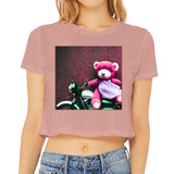 Mauve - Teddy Ride Women’s Flowy Cropped Motorcycle Tee - womens crop top at TFC&H Co.