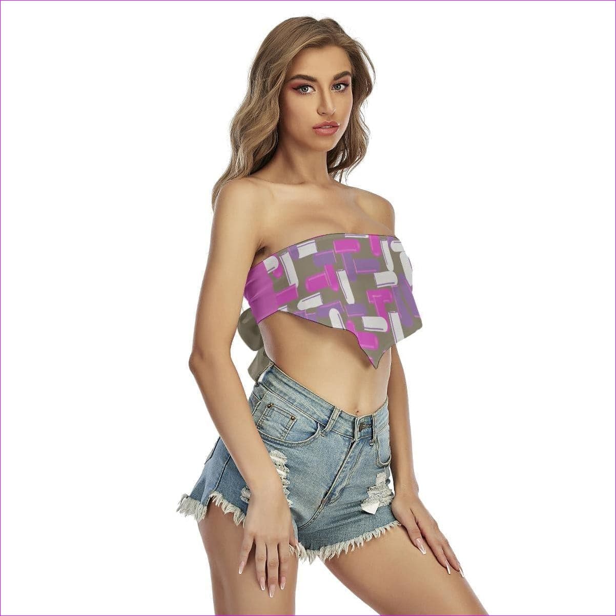 multi-colored Tetris Bean Women's Triangle Tube Top - women's top at TFC&H Co.