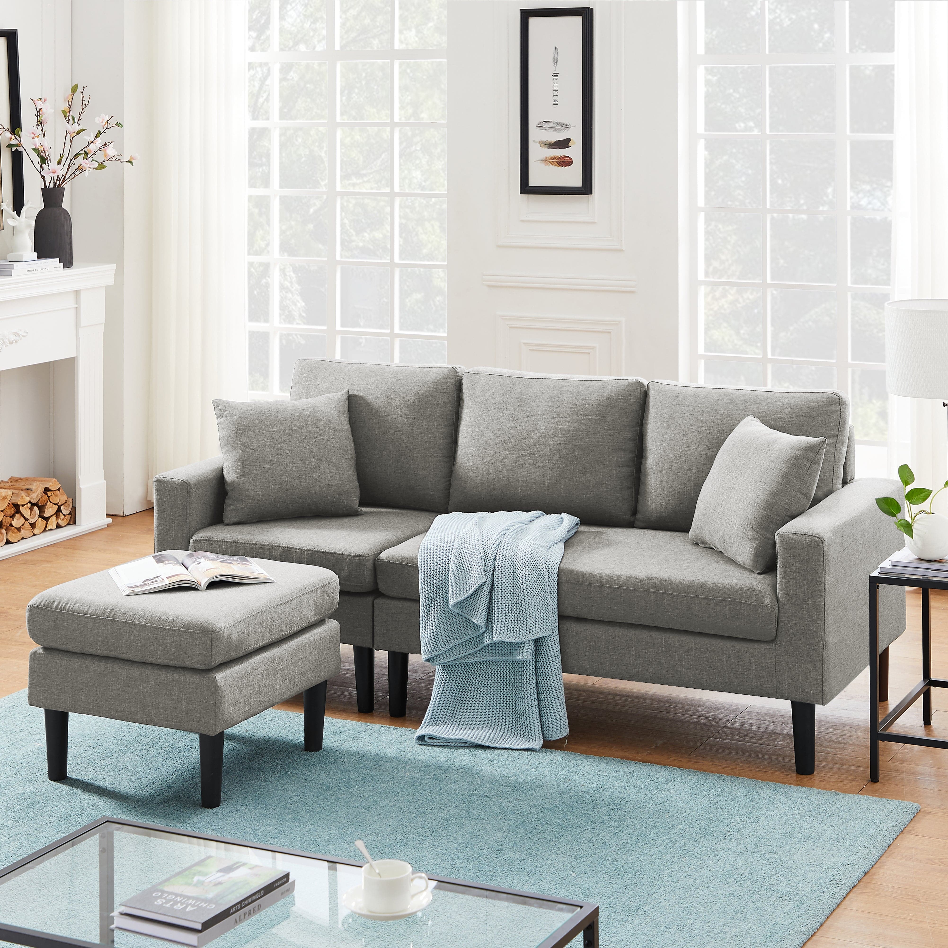 - TFC&H Co. 72" Sectional Sofa Left Hand Facing w/ 2 Fabric Pillows- Ships from The US - sectional at TFC&H Co.