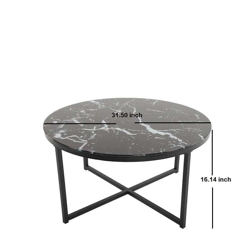 - TFC&H Co. Black Marble Cross Legs Glass Coffee Table- Ships from The US - coffee table at TFC&H Co.
