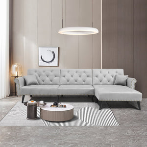 - TFC&H Co. Convertible Sofa Bed Sleeper - Light Velvet Grey- Ships from The US - sofa bed sleeper at TFC&H Co.