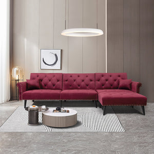 - TFC&H Co. Convertible Sofa Bed Sleeper - Maroon Velvet- Ships from The US - sofa bed sleeper at TFC&H Co.