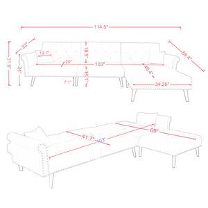 - TFC&H Co. Convertible Sofa Bed Sleeper - Velvet Emerald- Ships from The US - sofa bed sleeper at TFC&H Co.