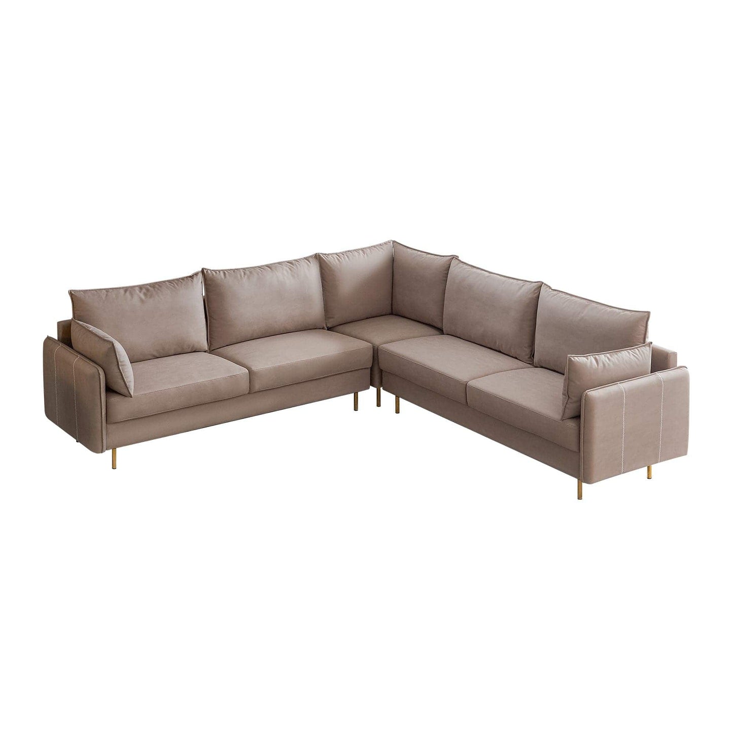 TFC&H Co. L-Shaped Corner Sectional Technical Leather Sofa - Beige- Ships from The US - sectional at TFC&H Co.