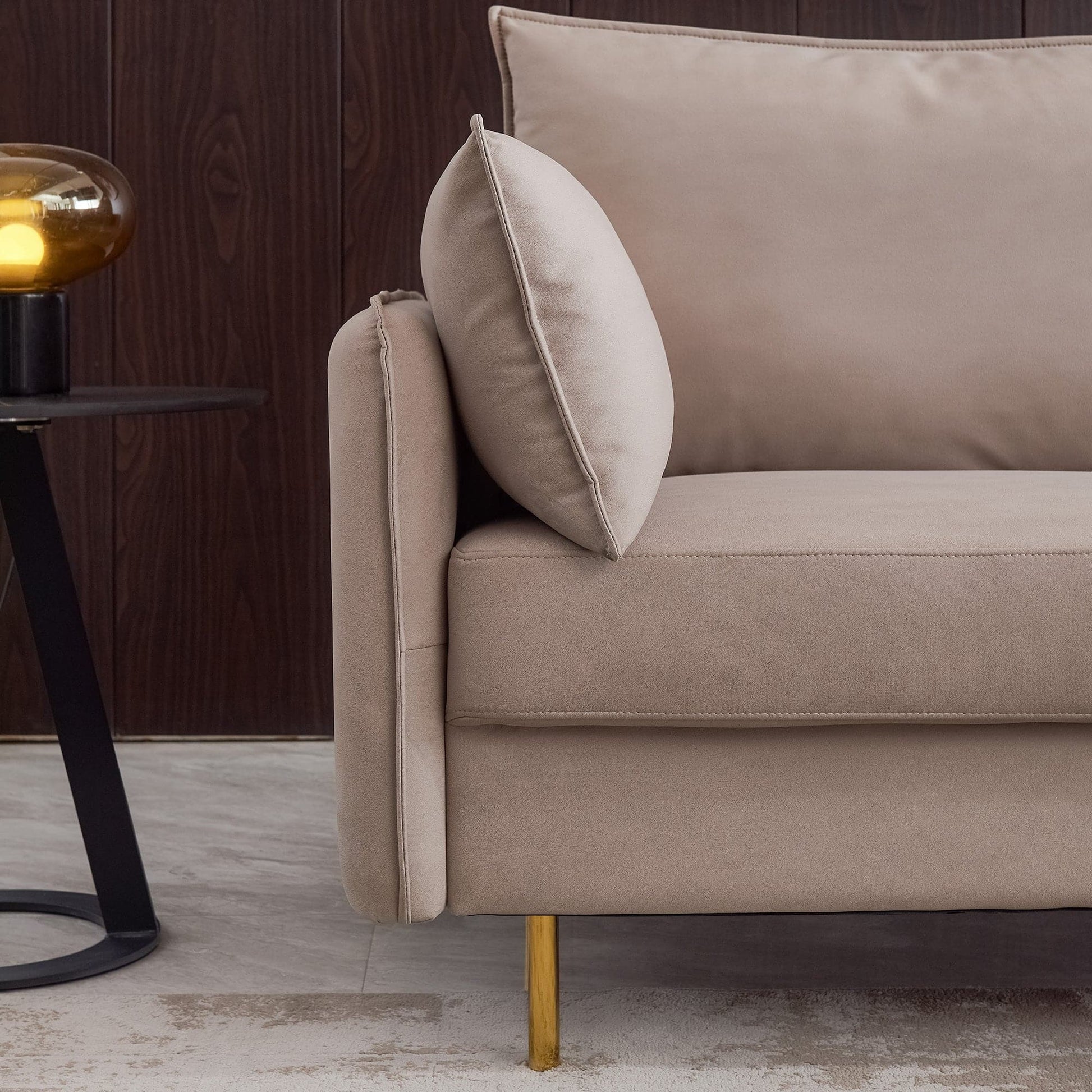 TFC&H Co. L-Shaped Corner Sectional Technical Leather Sofa - Beige- Ships from The US - sectional at TFC&H Co.