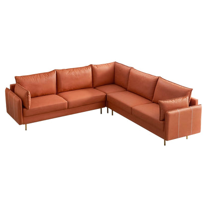 TFC&H Co. L-shaped Corner Sectional Technical leather Sofa - Orange- Ships from The US - sectional at TFC&H Co.