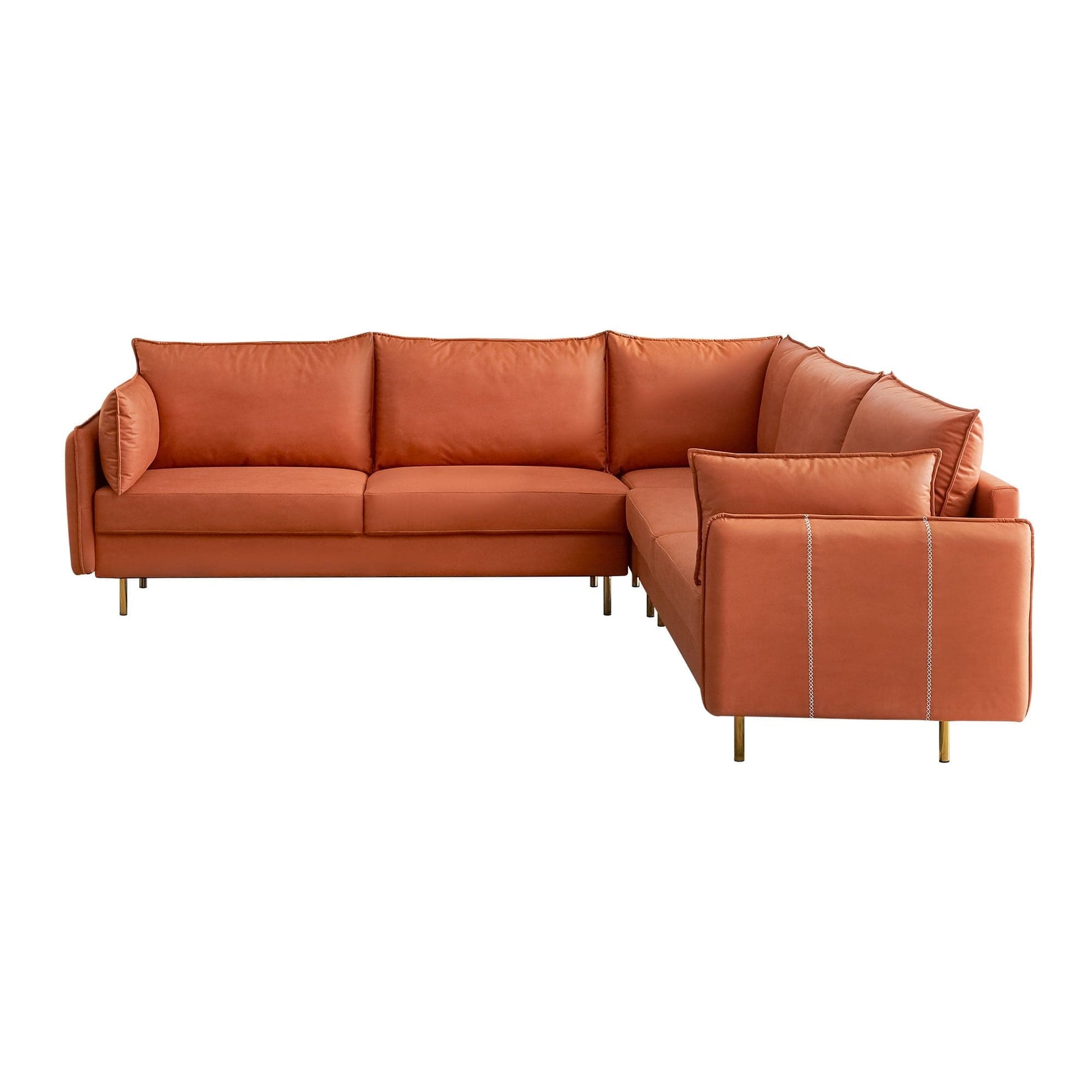 TFC&H Co. L-shaped Corner Sectional Technical leather Sofa - Orange- Ships from The US - sectional at TFC&H Co.