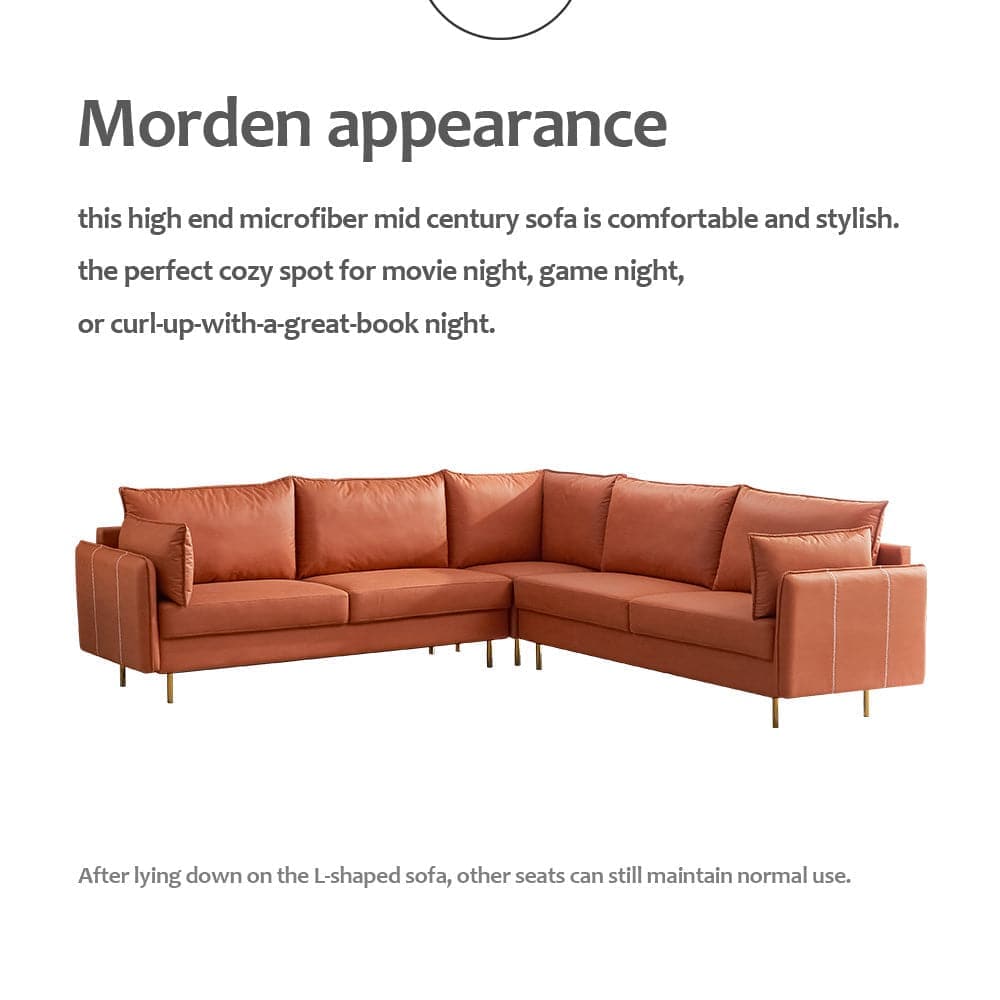 - TFC&H Co. L-shaped Corner Sectional Technical leather Sofa - Orange- Ships from The US - sectional at TFC&H Co.
