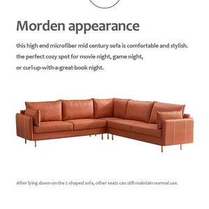 - TFC&H Co. L-shaped Corner Sectional Technical leather Sofa - Orange- Ships from The US - sectional at TFC&H Co.
