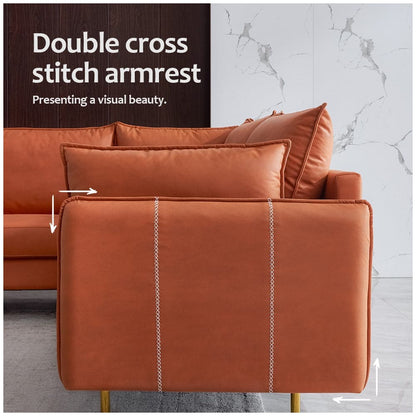 TFC&H Co. L-shaped Corner Sectional Technical leather Sofa - Orange- Ships from The US - sectional at TFC&H Co.