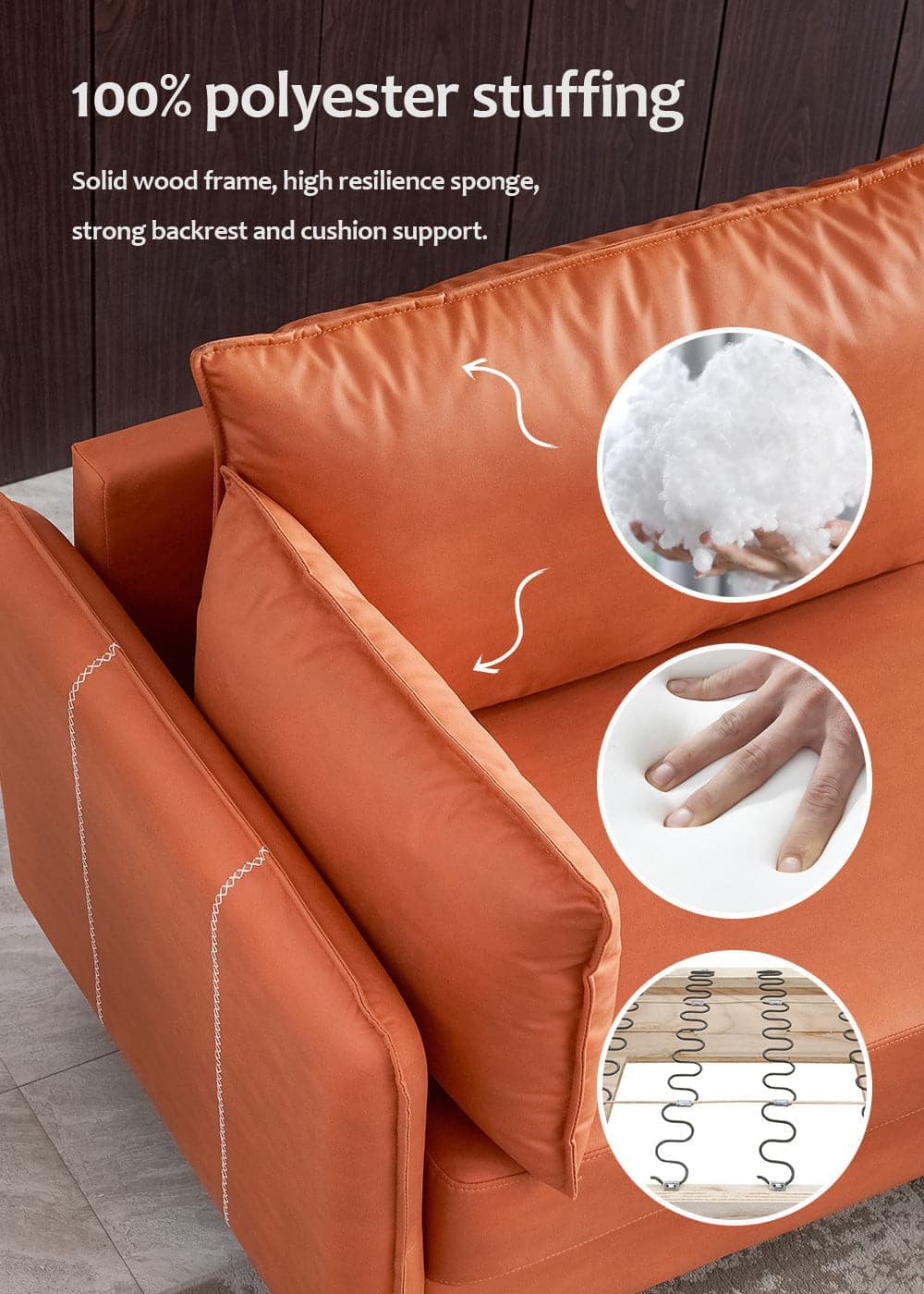 TFC&H Co. L-shaped Corner Sectional Technical leather Sofa - Orange- Ships from The US - sectional at TFC&H Co.