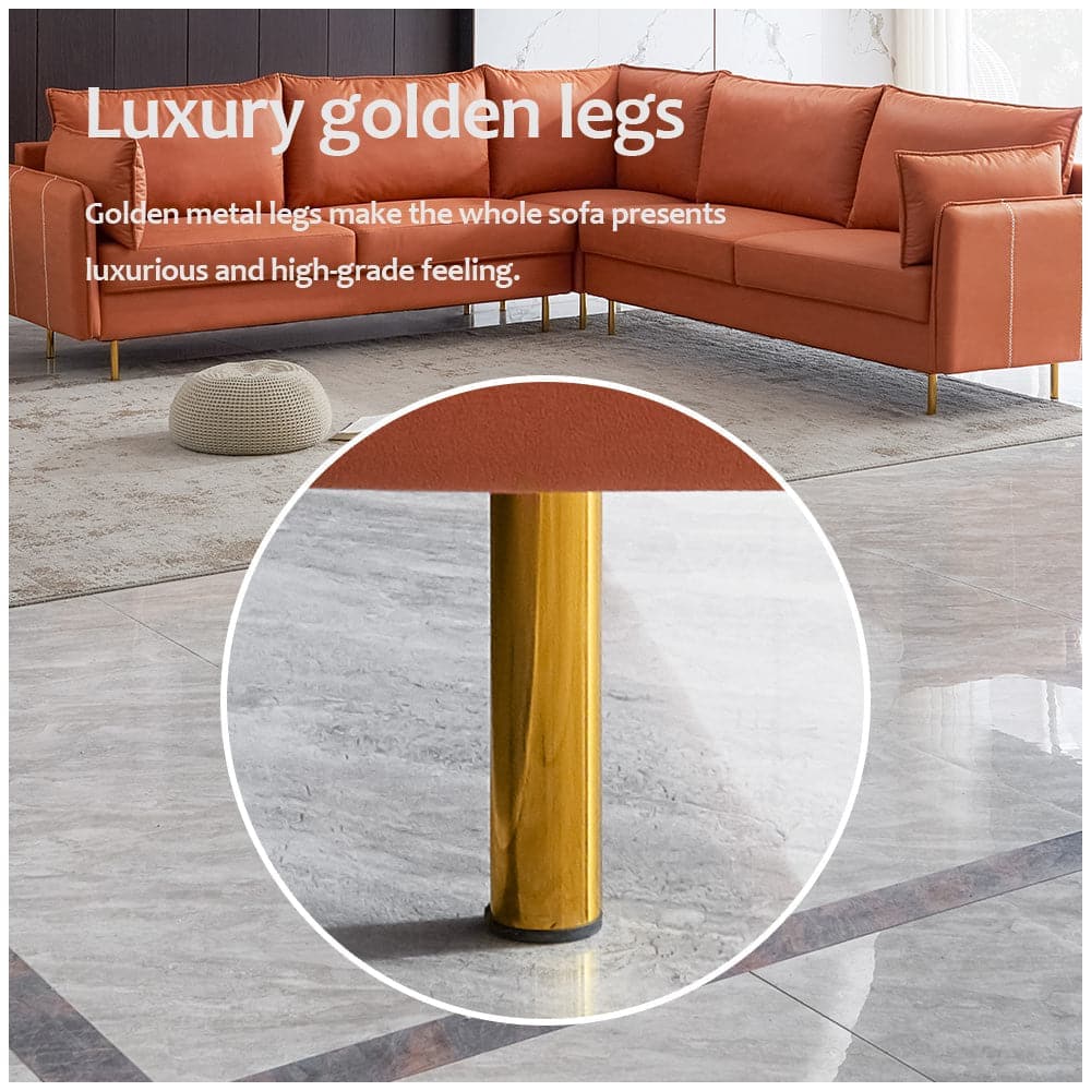 - TFC&H Co. L-shaped Corner Sectional Technical leather Sofa - Orange- Ships from The US - sectional at TFC&H Co.
