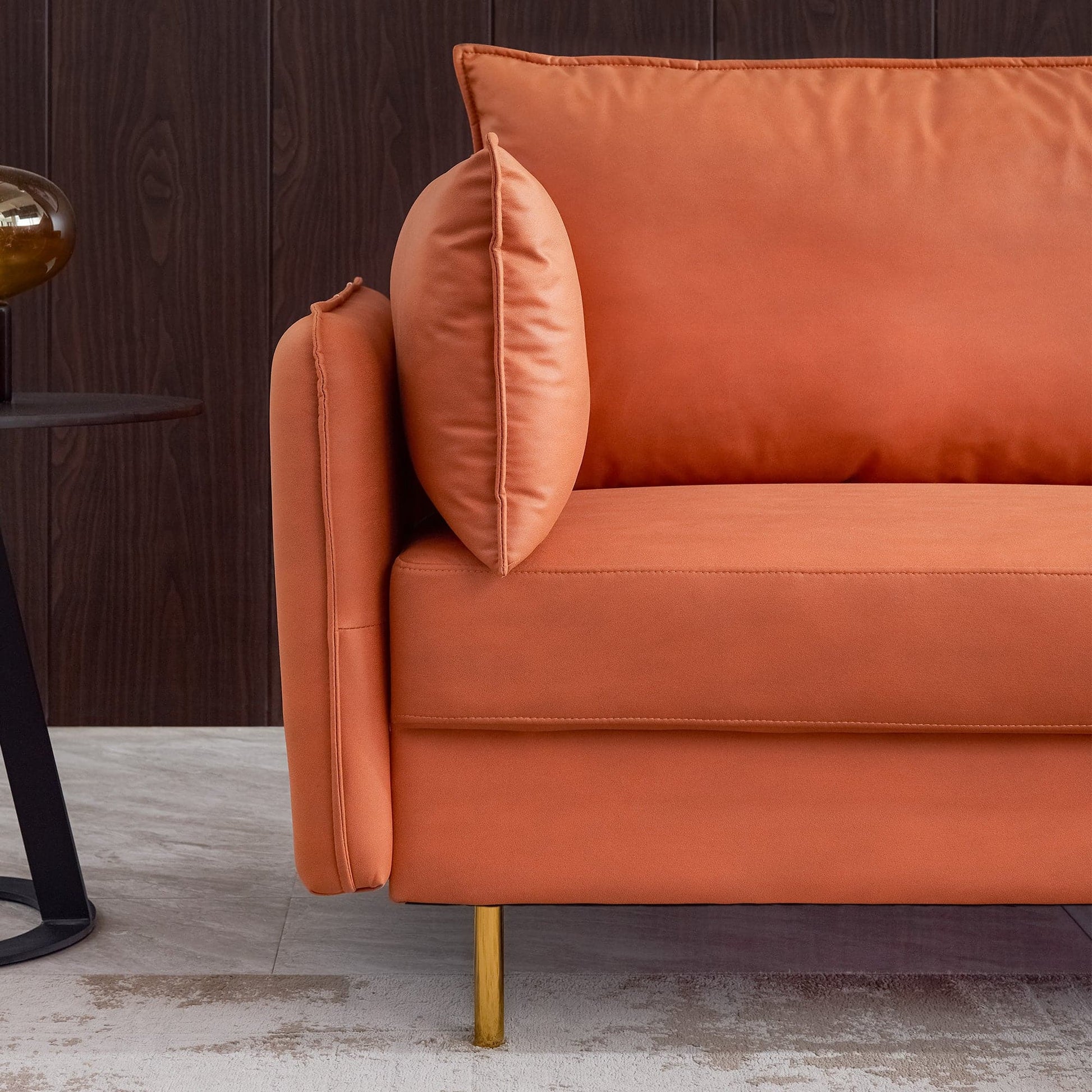 TFC&H Co. L-shaped Corner Sectional Technical leather Sofa - Orange- Ships from The US - sectional at TFC&H Co.