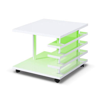 TFC&H Co. Mobile Coffee Table with LED light Color Remote Control - White- Ships from The US - coffee table at TFC&H Co.
