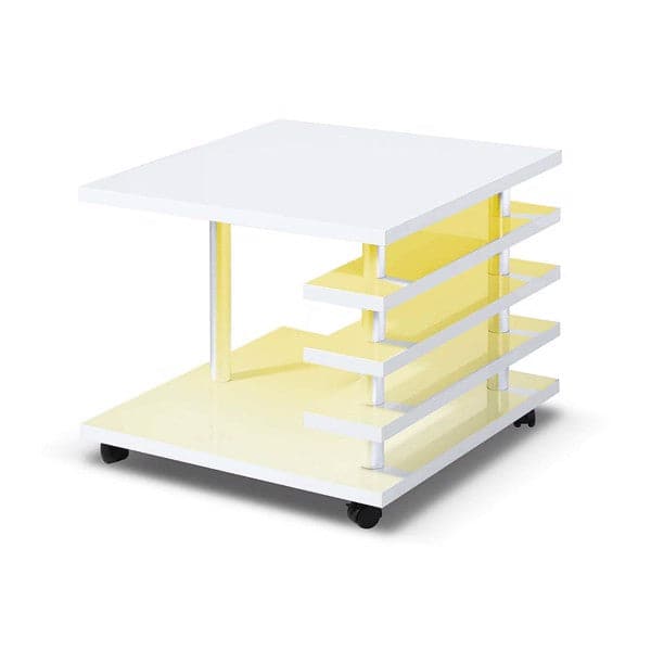 TFC&H Co. Mobile Coffee Table with LED light Color Remote Control - White- Ships from The US - coffee table at TFC&H Co.