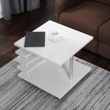 TFC&H Co. Mobile Coffee Table with LED light Color Remote Control - White- Ships from The US - coffee table at TFC&H Co.