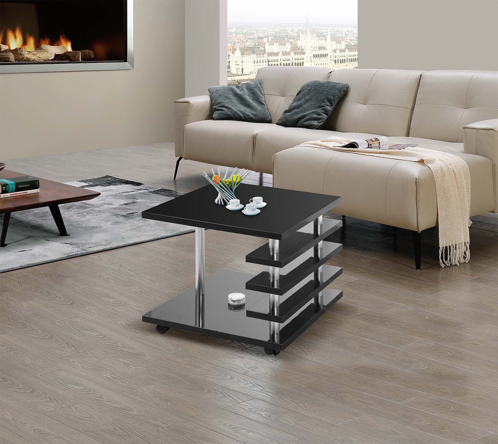 TFC&H Co. Mobile Coffee Table with LED light & Remote Control - Black- Ships from The US - coffee table at TFC&H Co.