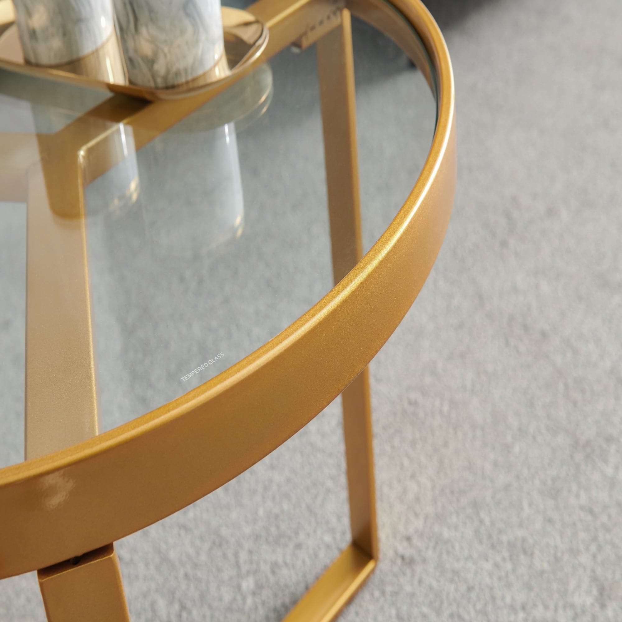 - TFC&H Co. Modern Golden Metal Frame Round Tempered Glass Coffee Table- Ships from The US - coffee table at TFC&H Co.