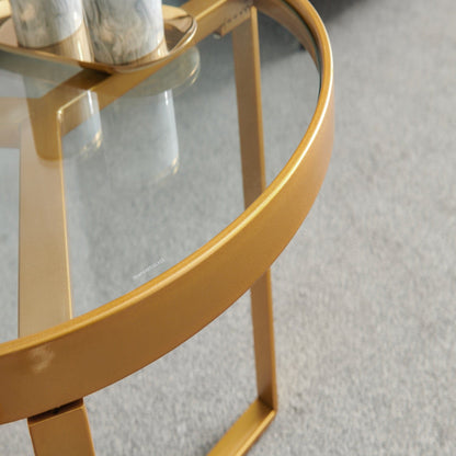 TFC&H Co. Modern Golden Metal Frame Round Tempered Glass Coffee Table- Ships from The US - coffee table at TFC&H Co.