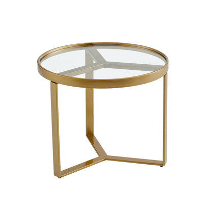 TFC&H Co. Modern Golden Metal Frame Round Tempered Glass Coffee Table- Ships from The US - coffee table at TFC&H Co.