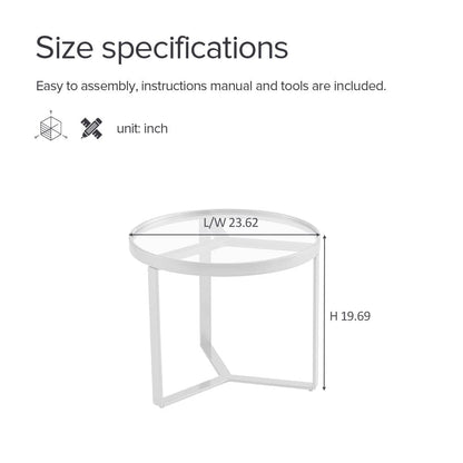 TFC&H Co. Modern Golden Metal Frame Round Tempered Glass Coffee Table- Ships from The US - coffee table at TFC&H Co.