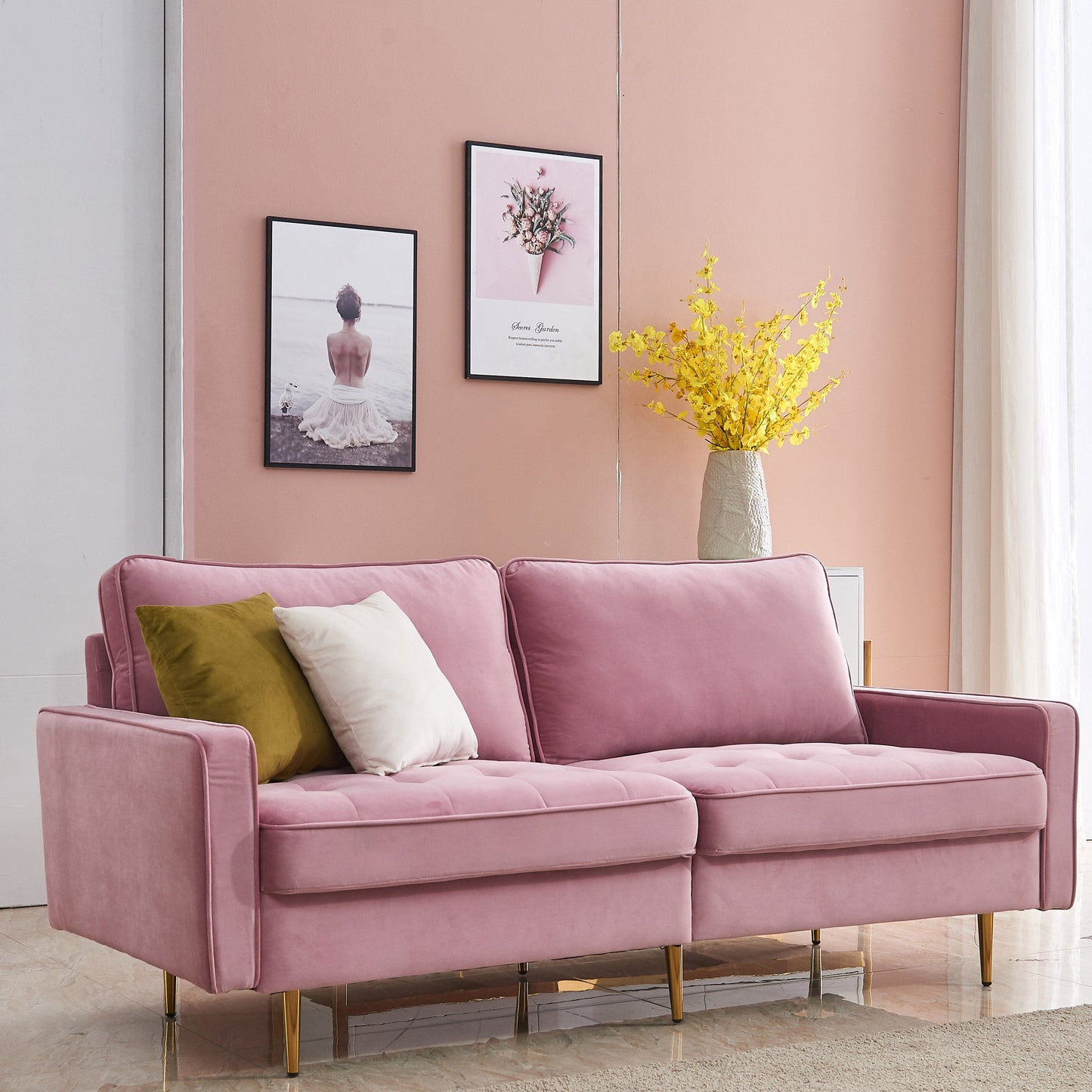 TFC&H Co. Modern Velvet Fabric Sofa 71" - Pink- Ships from The US - sofa at TFC&H Co.