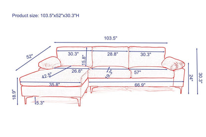 TFC&H Co. SECTIONAL SOFA VELVET LEFT HAND FACING - LIGHT GREY- Ships from The US - sectional at TFC&H Co.