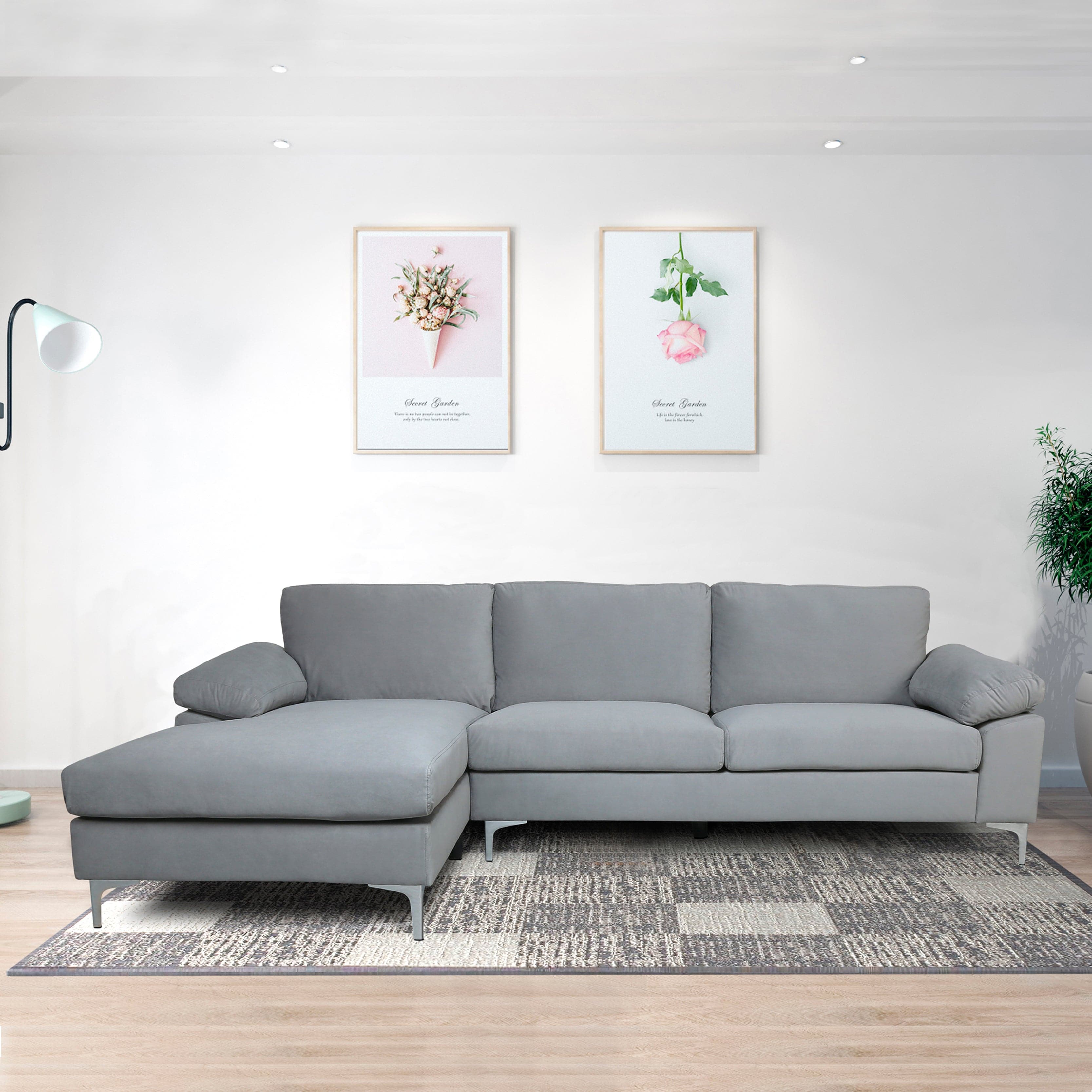 - TFC&H Co. SECTIONAL SOFA VELVET LEFT HAND FACING - LIGHT GREY- Ships from The US - sectional at TFC&H Co.
