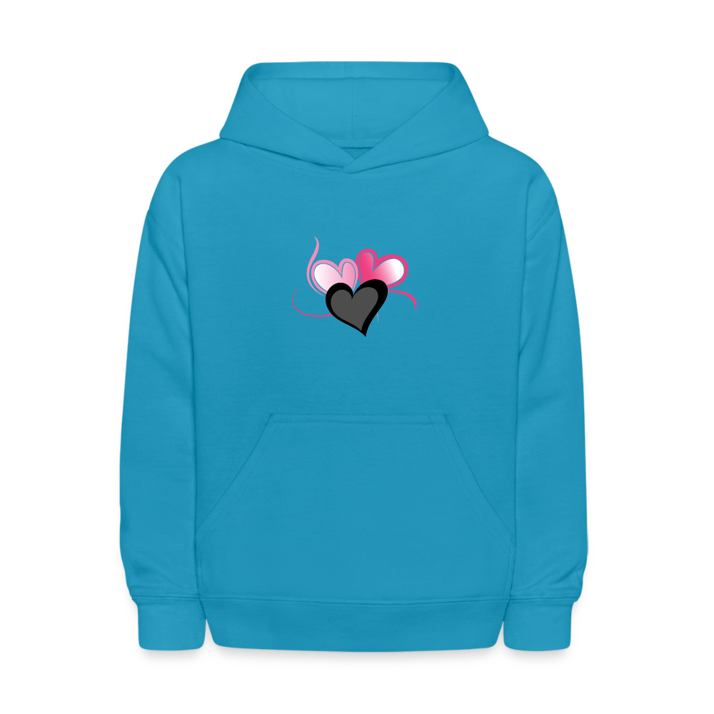 turquoise Three Heart Cord Kids' Hoodie - Ships from The US - Kids' Hoodie | LAT 2296 at TFC&H Co.