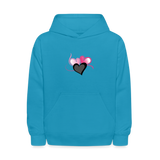 turquoise - Three Heart Cord Kids' Hoodie - Ships from The US - Kids Hoodie | LAT 2296 at TFC&H Co.