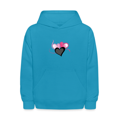 turquoise - Three Heart Cord Kids' Hoodie - Ships from The US - Kids Hoodie | LAT 2296 at TFC&H Co.