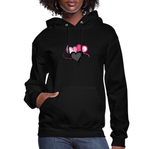 black - Three Heart Cord Women's Hoodie - Ships from The US - Womens Hoodie | Jerzees 996 at TFC&H Co.