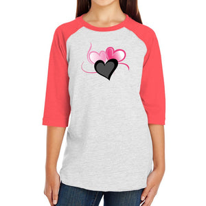 Vintage Heather-Vintage Red - Three Heart Cord Youth Baseball Jersey Tee - Ships from The US - Kids t-shirt at TFC&H Co.