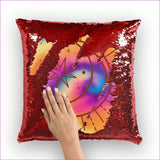 Red - Tie-Dye Moon Sequin Pillow - sequin pillow at TFC&H Co.