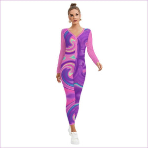 - Tie-Dye Women's Low Neck One-Piece Pajamas - womens pajama jumpsuit at TFC&H Co.